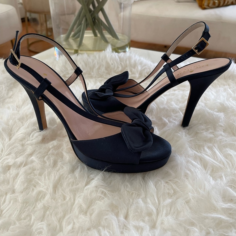 Kate Spade Satin  high heel Navy Blue Sandal